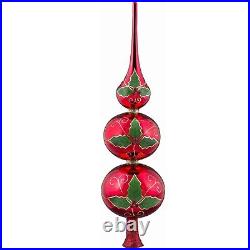 Glitterazzi Holly Berry Finial Polish Glass Christmas Tree Topper 16 Inch New Glitterazzi Holly Berry Finial Polish Glass Christmas Tree Topper 16 Inch New