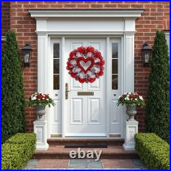 Glittering Red Valentine Heart Deco Mesh Wreath