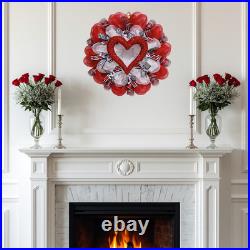 Glittering Red Valentine Heart Deco Mesh Wreath