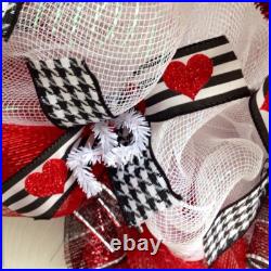 Glittering Red Valentine Heart Deco Mesh Wreath