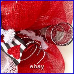 Glittering Red Valentine Heart Deco Mesh Wreath
