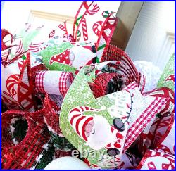Gnome Christmas Wreath Candy Cane Wreath Red Green Wreath Holiday Wreath XL