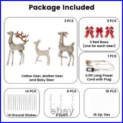 Golden Christmas Lighted Reindeer Family Set for Indoor Outdoor Yard Decor
