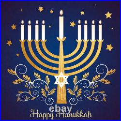Golden Menorah Hanukkah Wreath Handmade Deco Mesh Available in 24 inch diameter