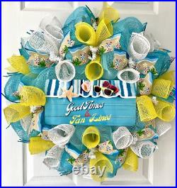 Good Times And Tan Lines Handmade Deco Mesh Summer Wreath