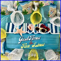 Good Times And Tan Lines Handmade Deco Mesh Summer Wreath
