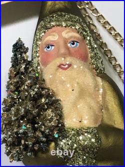 Gorgeous Ino Schaller Bayern Papier-mâché Glitter Santa Tree Ornament 5