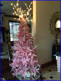 Gorgeous Pink Christmas Tree 8.5 Tall Vintage Old Stand Xlnt Lighted Topper