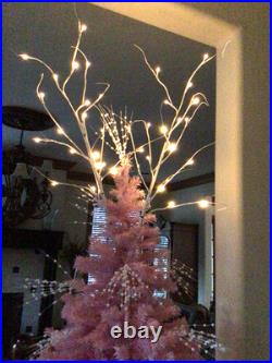 Gorgeous Pink Christmas Tree 8.5 Tall Vintage Old Stand Xlnt Lighted Topper