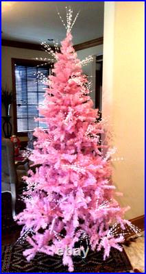 Gorgeous Pink Christmas Tree 8.5 Tall Vintage Old Stand Xlnt Lighted Topper