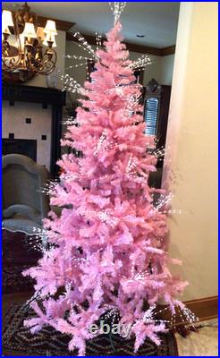 Gorgeous Pink Christmas Tree 8.5 Tall Vintage Old Stand Xlnt Lighted Topper