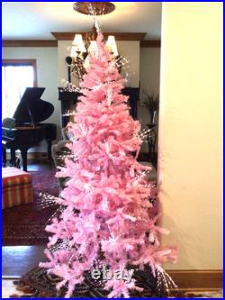 Gorgeous Pink Christmas Tree 8.5 Tall Vintage Old Stand Xlnt Lighted Topper
