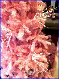 Gorgeous Pink Christmas Tree 8.5 Tall Vintage Old Stand Xlnt Lighted Topper