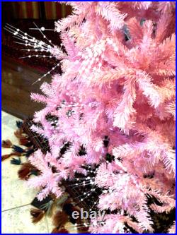 Gorgeous Pink Christmas Tree 8.5 Tall Vintage Old Stand Xlnt Lighted Topper