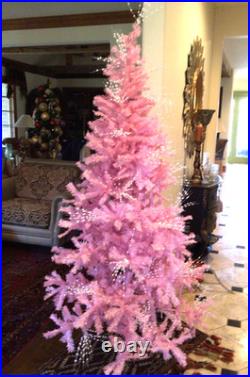 Gorgeous Pink Christmas Tree 8.5 Tall Vintage Old Stand Xlnt Lighted Topper