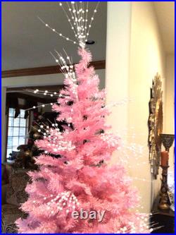Gorgeous Pink Christmas Tree 8.5 Tall Vintage Old Stand Xlnt Lighted Topper