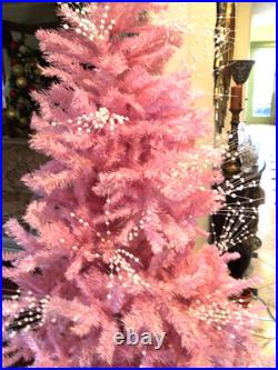 Gorgeous Pink Christmas Tree 8.5 Tall Vintage Old Stand Xlnt Lighted Topper
