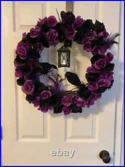 Gothic Wreath With Black Crows and Lantern