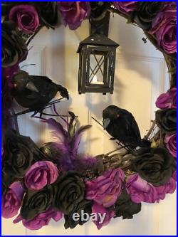 Gothic Wreath With Black Crows and Lantern