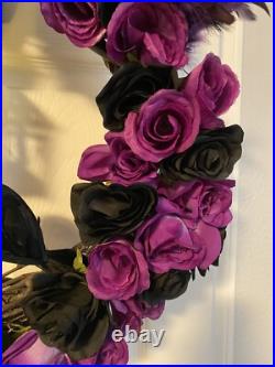 Gothic Wreath With Black Crows and Lantern