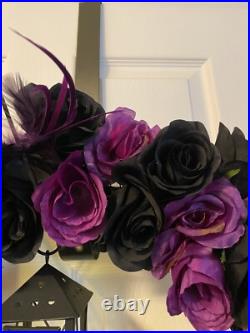 Gothic Wreath With Black Crows and Lantern