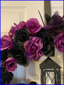 Gothic Wreath With Black Crows and Lantern