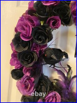 Gothic Wreath With Black Crows and Lantern