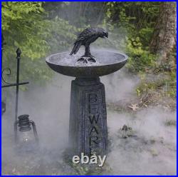 Grandin Road Beware Bird Bath Halloween Décor 34 Tall Vintage Stone-Look Resin