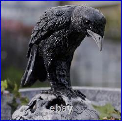 Grandin Road Beware Bird Bath Halloween Décor 34 Tall Vintage Stone-Look Resin