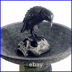 Grandin Road Beware Bird Bath Halloween Décor 34 Tall Vintage Stone-Look Resin