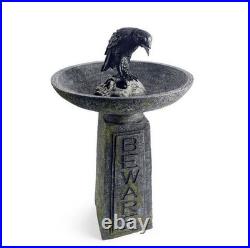 Grandin Road Beware Bird Bath Halloween Décor 34 Tall Vintage Stone-Look Resin