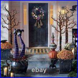 Grandin Road Bewitched Broomstick Wreath 26 Halloween Metallic Decor. NEW
