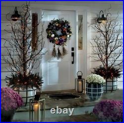 Grandin Road Bewitched Broomstick Wreath 26 Halloween Metallic Decor. NEW