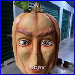 Grandin Road Expressive Pumpkin Face Halloween Decor Figurine Orange