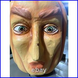 Grandin Road Expressive Pumpkin Face Halloween Decor Figurine Orange