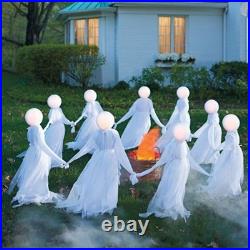 Grandin Road Ghosts Set of 6 Halloween Yard Decor 42 Timer Glowing Heads