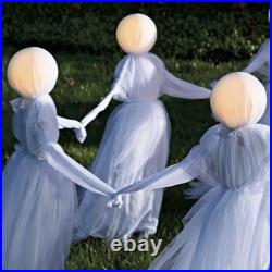 Grandin Road Ghosts Set of 6 Halloween Yard Decor 42 Timer Glowing Heads