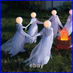 Grandin Road Ghosts Set of 6 Halloween Yard Decor 42 Timer Glowing Heads