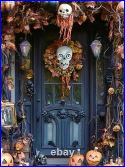 Grandin Road Halloween French Victorian Gothic Skull Eyes Door Knocker Music