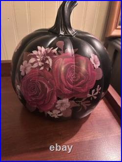 Grandin Road Midnight Rose Pumpkin Halloween Road Discontinued Whimsigoth Floral