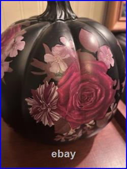Grandin Road Midnight Rose Pumpkin Halloween Road Discontinued Whimsigoth Floral