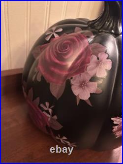 Grandin Road Midnight Rose Pumpkin Halloween Road Discontinued Whimsigoth Floral