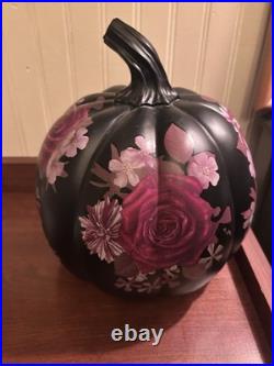 Grandin Road Midnight Rose Pumpkin Halloween Road Discontinued Whimsigoth Floral