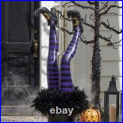 Grandin Road Purple Witch Leg Stakes Set of 2 Halloween Yard Décor Outdoor