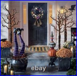 Grandin Road Purple Witch Leg Stakes Set of 2 Halloween Yard Décor Outdoor