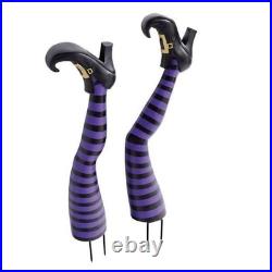Grandin Road Purple Witch Leg Stakes Set of 2 Halloween Yard Décor Outdoor