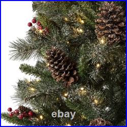 Green Artificial Christmas Tree with Clear/White Lights (Set of 2)