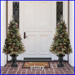 Green Artificial Christmas Tree with Clear/White Lights (Set of 2)