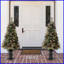 Green Artificial Christmas Tree with Clear/White Lights (Set of 2)