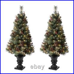 Green Artificial Christmas Tree with Clear/White Lights (Set of 2)
